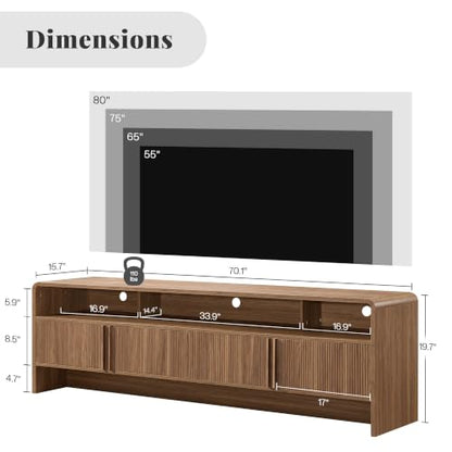 70" Fluted TV Stand with 2 Storage Cabinets for TVs Up to 80", view 3