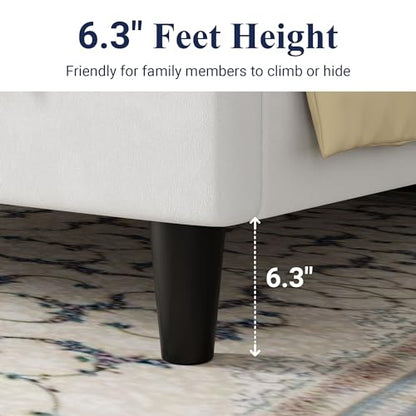 Queen Bed Frame/Velvet Upholstered Bed Frame with Vertical Channel Tufted, view 6
