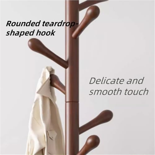 Simple Trending Standard Clothes Clothing Garment Rack, Floor-Standing Hat Rack for Bedroom, Solid Wood Coat Tree, Vertical Purse Hanger for Living Room(Natural)