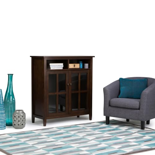 Warm Shaker 39" Solid Wood Media Cabinet in Brunette Brown, view 5