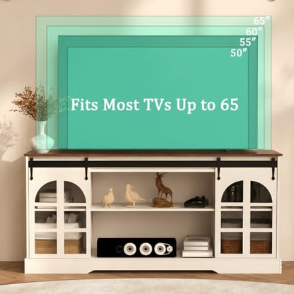 65 Inch TV Stand for Living Room, Farmhouse Entertainment Center, view 4