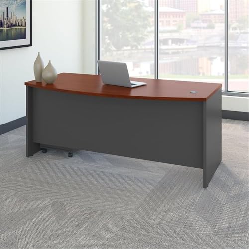 Bush Business Furniture Series C 72W x 36D Bow Front Desk with Mobile File Cabinet in Hansen Cherry