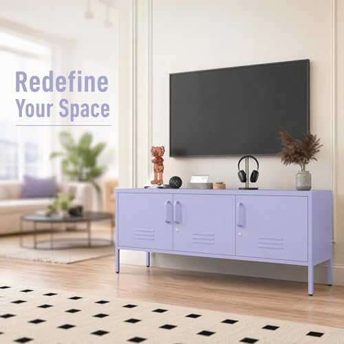 Purple Media TV Stand with Lock, view 8