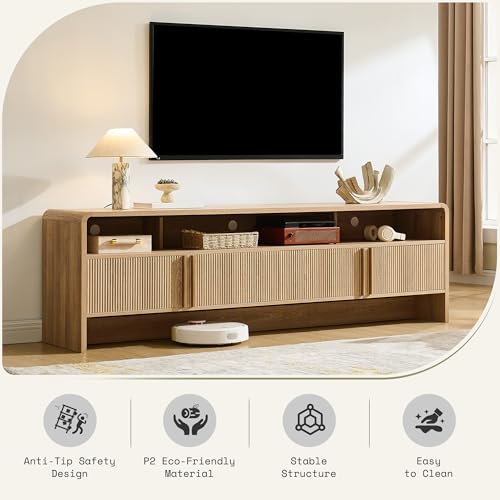 70" Fluted TV Stand with 2 Storage Cabinets for TVs Up to 80", view 6