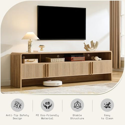 70" Fluted TV Stand with 2 Storage Cabinets for TVs Up to 80", view 6