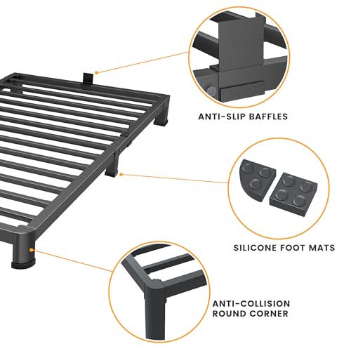 4 Inch Twin Bed Frame Low Profile with Rounded Legs, Easy Assembly, view 5