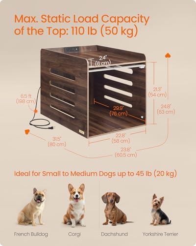 Modern Dog Crate Furniture with Charging Station, view 7