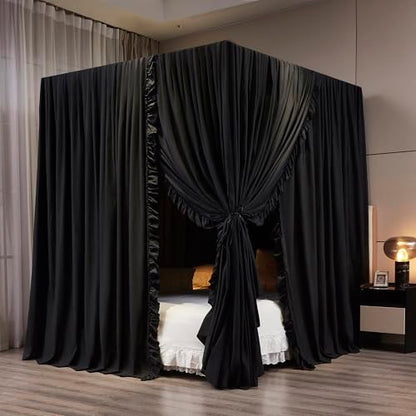 Black Canopy Bed Curtains Queen Size, view 5