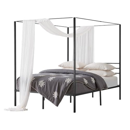 Canopy Bed Frame Queen Size, Metal Canopy Bed with Four Posters Design, view 2