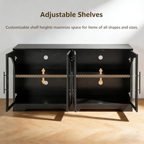 55" Sideboard Buffet Cabinet with Glass Doors, view 4