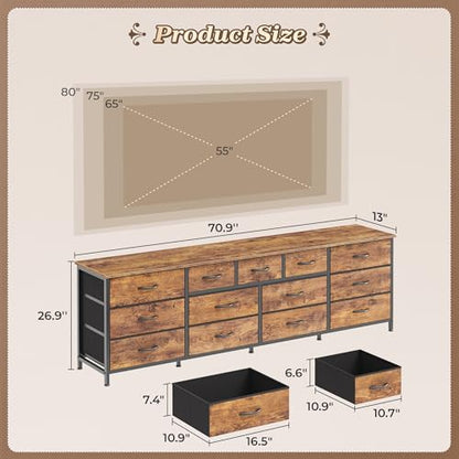 70 Inch Long Dresser for Bedroom, TV Stand for 65, 75, 80 Inch TV, view 4