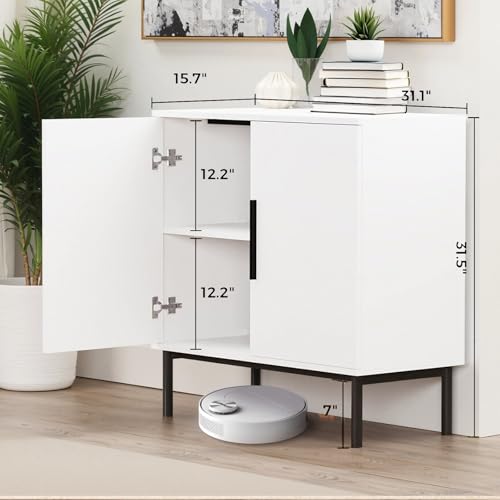 Sideboard Buffet Cabinet with Storage, Modern Wood Versatile Coffee Bar Console Table for Living Room Kitchen, Dining Room, Hallway, White-1 Pack