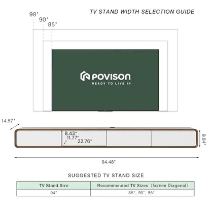 94" Fully Assembled Wood Floating TV Stand, Walnut and White, view 7