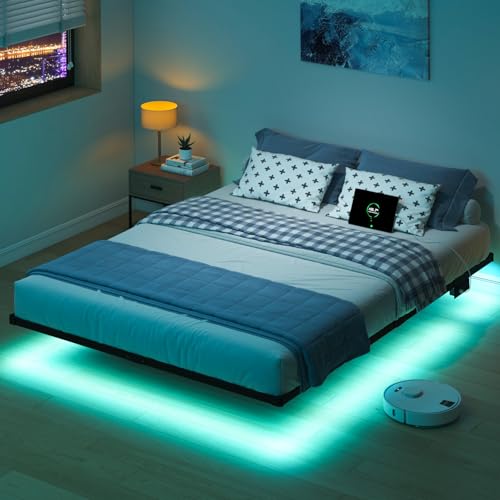 Floating Bed Frame with Charging Station, view 2
