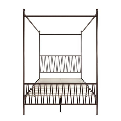 Dallas King Zigzag Metal Canopy Platform Bed Frame, Brown, view 5