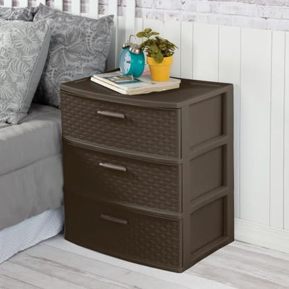 Wide 3 Drawer Weave Tower, Home Organizer, Espresso, view 7