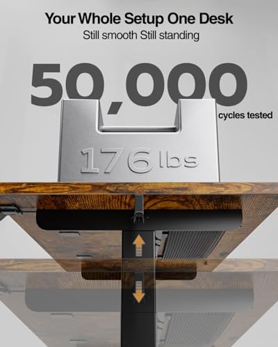 48x24 Electric Standing Desk with Cable Net, Rustic Brown, view 5