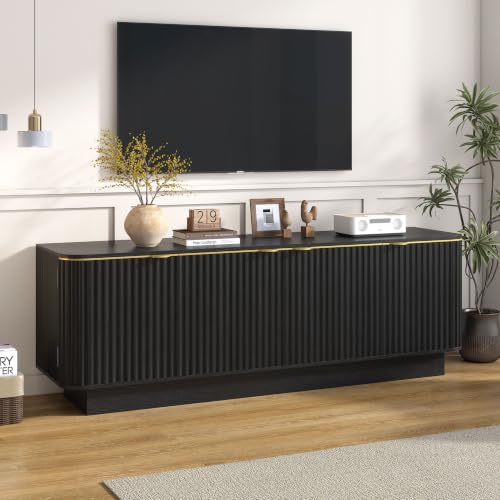 59.1" Fluted TV Stand with Storage Cabinets, view 4
