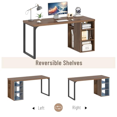 Home Office Desk with Storage, Modern Computer Desk with Reversible Shelves, view 6