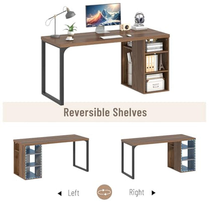 Home Office Desk with Storage, Modern Computer Desk with Reversible Shelves, view 6