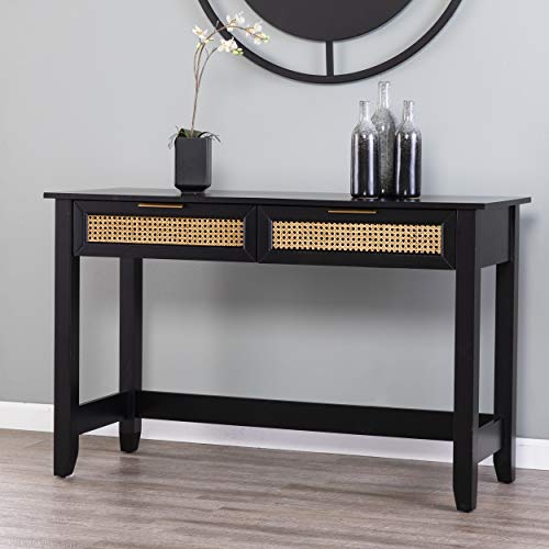 Holly & Martin Chekshire Storage Console - Transitional Design, Black Rattan - Ideal for Entryway, Living Room (CK1003003)