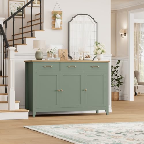 47" W Kitchen Buffet Sideboard Cabinet with Storage Drawers, Green, view 3