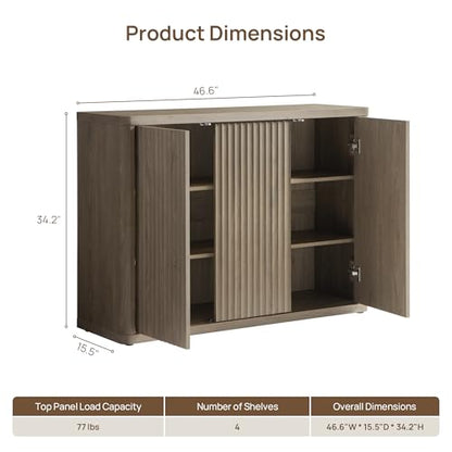 Buffet Cabinet with Storage Sideboard with 3 Doors Modern 46.6" W Credenza, view 4