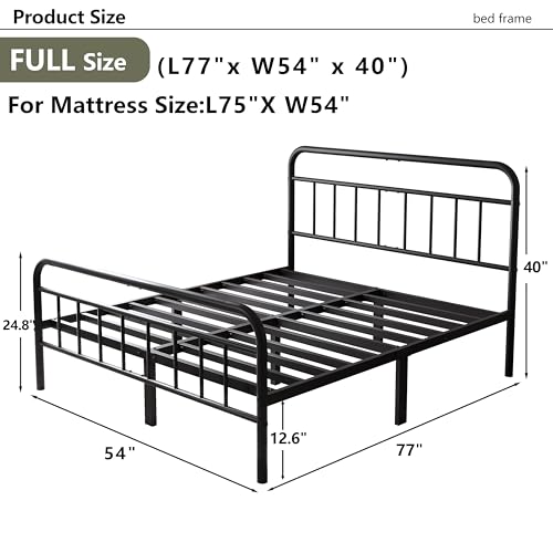 14Inch Metal Bed Frame, Full Size Bed Frame with Storage Space, view 3