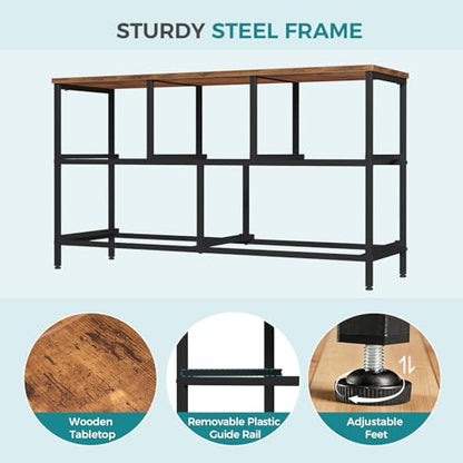 5 Drawer Dresser for Bedroom, Closet Chest Organizer Furniture, TV Stand for Living Room Hallway, Wide Fabric Storage Tower with Wooden Top and Metal Frame, Brown