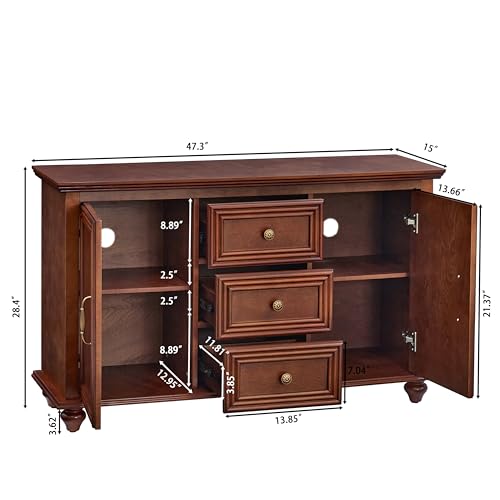 47" Wood Sideboard Buffet Cabinet with Storage, view 3