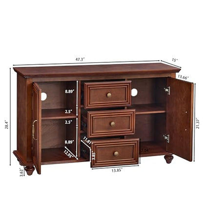 47" Wood Sideboard Buffet Cabinet with Storage, view 3