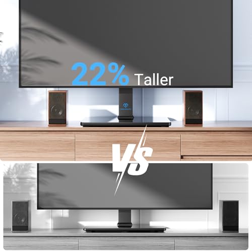 Universal Swivel TV Stand for 32-75 inch TVs, Table Top TV Stand Base up to 99 lbs, 4 Height Adjustable Universal TV Legs with Tempered Glass Base, Max VESA 600x400mm, PSTVS02-N1