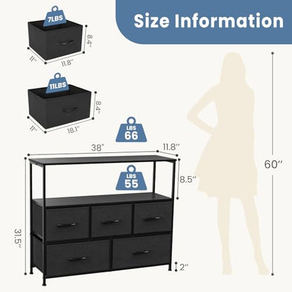 TV Stand Dresser, Media Console with Storage Drawers, TV Table, view 4