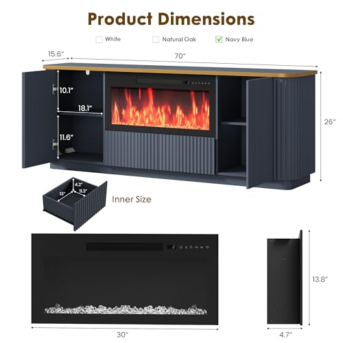 70" Fluted Fireplace TV Stand for TVs Up to 80", view 3