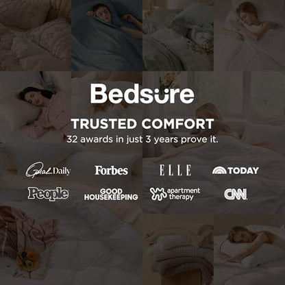 Prewashed Duvet Cover Queen, Cotton-Like Soft Bedding Set, White, view 4