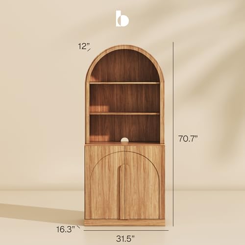 Set of 2 71"Tall Storage Cabinet with Arched Hutch, view 3