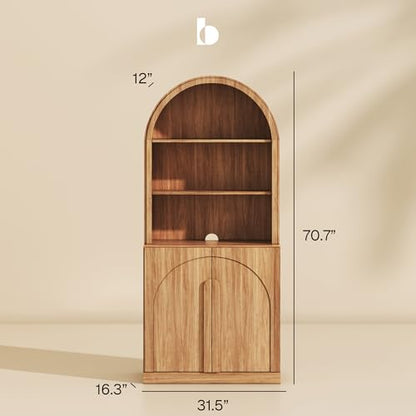 Set of 2 71"Tall Storage Cabinet with Arched Hutch, view 3
