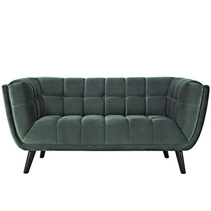 Bestow Upholstered Velvet Button-Tufted Loveseat in Green