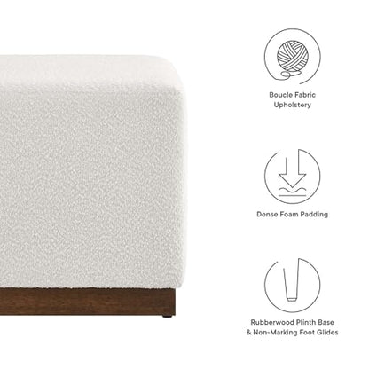Tilden 17" Square Boucle Upholstered Upholstered Ottoman in Cloud Walnut