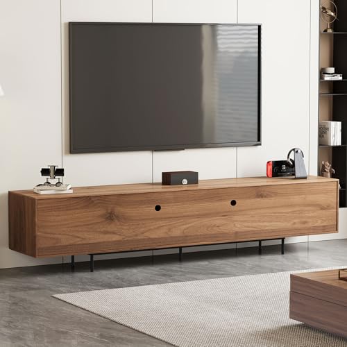 94.5"Walnut TV Stand 4 Cabinets Grille Doors For 100"TV Indoor, view 5