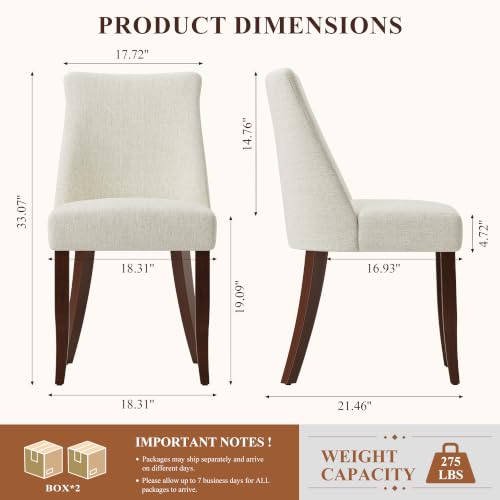 Upholstered Dining Chairs Set of 4, Mid Century Modern Kitchen Chairs with Back, view 3