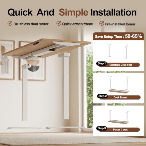 67" L-Shaped Executive Standing Desk, Brushless Dual Motor&Pre-Assembled, view 5