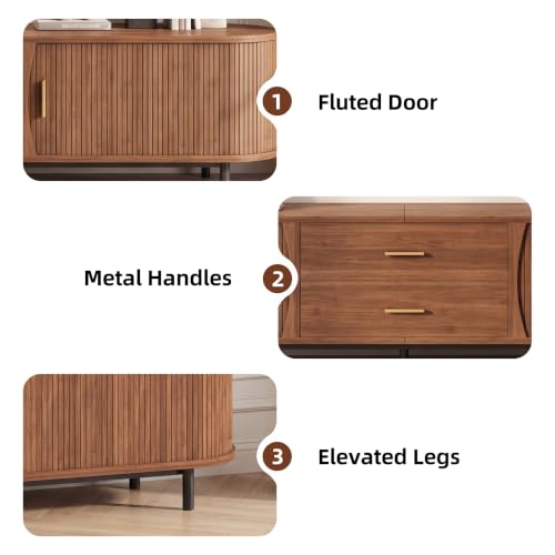 94.5" TV Stand with Storage Cabinets Drawers, Walnut Entertainment Center, view 8