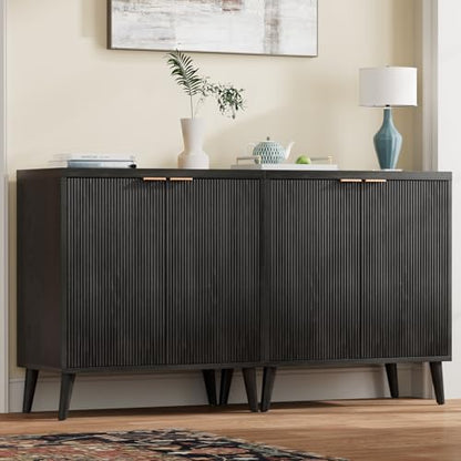 Fluted Buffet Cabinet with Storage, Modern Sideboard Cabinet, view 4