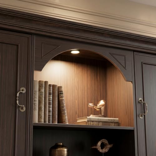 Lighted Writing Desk with Hutch and Drawers, 62" W x 82.7" H, Brown, view 7