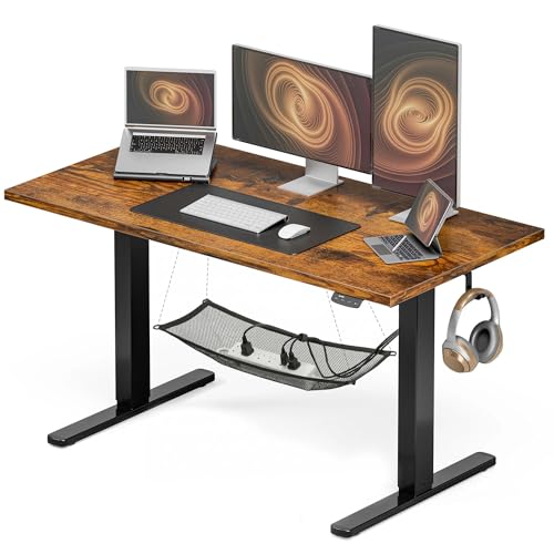 48x24 Electric Standing Desk with Cable Net, Rustic Brown, view 2