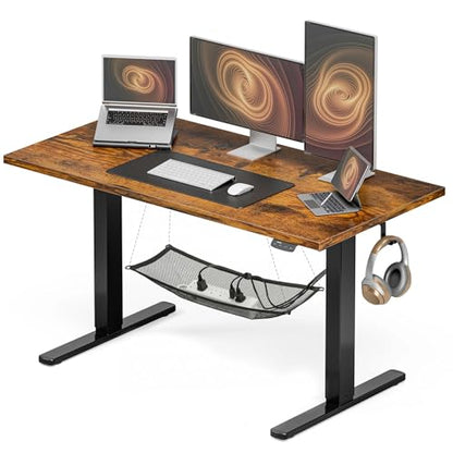 48x24 Electric Standing Desk with Cable Net, Rustic Brown, view 2