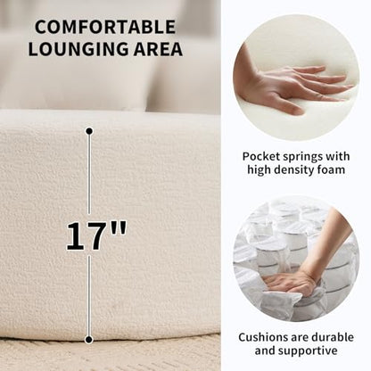 Curved Chenille Modular Sectional Couches with Pillows, 4 Seater Oversized Upholstered Luxury Plush Cloud Sofa for Living Room Apartment, Full Compression Sponge