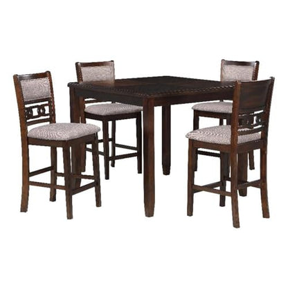 New Classic Furniture Gia Wood and Polyester Fabric 48" Counter Dining Room Table Set for 4 - Brown Cherry