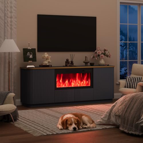 70" Fluted Fireplace TV Stand for TVs Up to 80", view 6